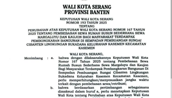 Kepwal Gratis Rusunawa Kota Serang