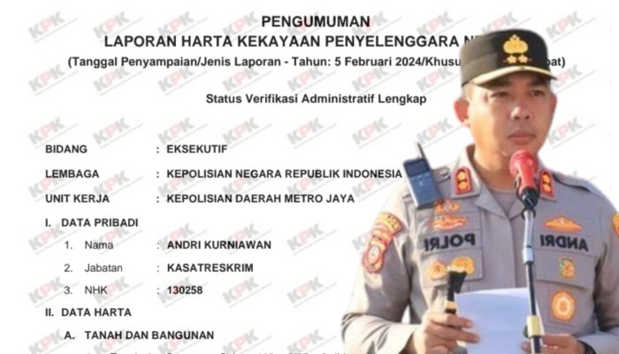 Harta kekayaan AKBP Andri Kurniawan saat menjalankan tugas kepolisian usai ditunjuk sebagai Kapolres Serang.