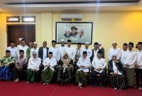 Ketua Umum PBNU Yahya Cholil Staquf bersama Rais Aam PBNU KH Miftachul Akhyar saat menghadiri pertemuan di Ponpes Lirboyo, Kediri, Jawa Timur, Kamis, 25 Desember 2025