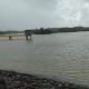 Kondisi limpasan air melalui spillway Bendungan Sindangheula di Kabupaten Serang akibat hujan dengan intensitas tinggi, Jumat, 19 Desember 2025