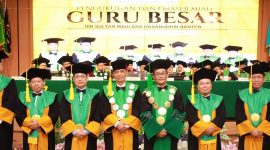 Prosesi pengukuhan lima guru besar UIN Sultan Maulana Hasanuddin Banten dalam Sidang Senat Terbuka di Gedung Rektorat.