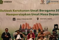 Rektor UIN Sultan Maulana Hasanuddin Banten Prof Muhammad Ishom menyampaikan pandangan tentang pentingnya persatuan dan kerukunan umat beragama dalam Diseminasi Outlook Kerukunan Umat Beragama 2026 di Jakarta.