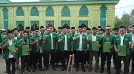 Ribuan kader GP Ansor dan Banser mengikuti apel dan pelantikan pengurus ranting se-Kabupaten Tangerang di Pondok Pesantren Miftahul Khaer, Curug, Sabtu, 27 Desember 2025