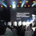 Alissa Wahid menyampaikan pandangan tentang kondisi demokrasi nasional menjelang Haul ke-16 Gus Dur di Ciganjur, Jakarta Selatan, Sabtu, 20 Desember 2025