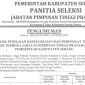 Lampiran pengumuman hasil seleksi terbuka Jabatan Pimpinan Tinggi Pratama di lingkungan Pemerintah Kabupaten Serang.
