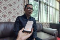 Ketua Fraksi Partai Gerindra DPRD Kabupaten Serang Ahmad Muhibbin saat memberikan keterangan terkait wacana pemilihan kepala daerah melalui DPRD.