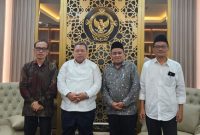 Rektor UIN SMH Banten Prof Muhammad Ishom bersama Anggota V BPK RI Fathan Subchi dalam pertemuan di Banten, membahas penguatan tata kelola dan rencana Raker Universitas 2026.