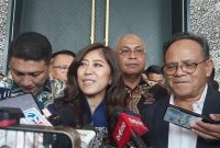 Menteri Komunikasi dan Digital Meutya Hafid menyampaikan sambutan dalam Konvensi Nasional Media Massa Hari Pers Nasional 2026 di Aston Serang Hotel & Convention Center, Banten, Minggu, 8 Februari 2026