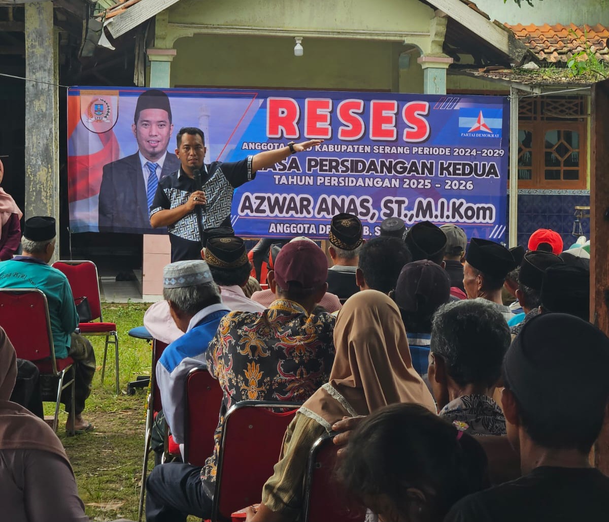 Anggota Dewan Perwakilan Rakyat Daerah Kabupaten Serang (DPRD Kabupaten Serang) dari Fraksi Partai Demokrat, Azwar Anas, melaksanakan kegiatan Reses Masa Persidangan Kedua Tahun 2025–2026 di Said Muncang, Desa Cisait, Kecamatan Kragilan, wilayah Daerah Pemilihan (Dapil) 2 Kabupaten Serang