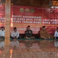 Tokoh agama, pemerintah, dan aparat keamanan mengikuti rapat koordinasi FKUB Kota Serang di Kebun Kebangsaan Waladun Sholeh, Walantaka, Selasa, 17 Maret 2026