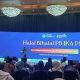 Ketua Umum PB IKA PMII Fathan Subchi saat memberikan arahan dalam acara Halalbihalal dan konsolidasi nasional di Kemayoran, Jakarta, Minggu, 19 April 2026