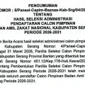 Pengumuman hasil seleksi calon pimpinan BAZNAS Kabupaten Serang periode 2026-2031 yang berlangsung ketat dan transparan.