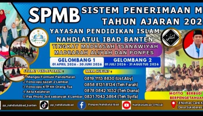 Pondok Pesantren Salafiyah Nahdlatul Ibad Banten Berlokasi di Jalan Nyimas Carik, Kampung Nangor, Desa Sukabares, Kecamatan Waringinkurung, Kabupaten Serang