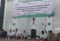 Suasana halalbihalal PCNU Kabupaten Serang di Ponpes Nurul Abror yang dirangkai dengan sosialisasi BPJS Ketenagakerjaan.