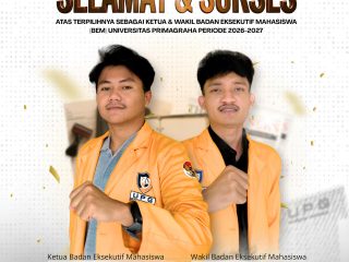 Terpilih Aklamasi, Andika-Abil Resmi Nahkodai BEM Universitas Primagraha Periode 2026-2027