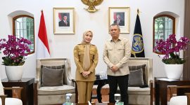Bupati Serang Ratu Rachmatuzakiyah saat bertemu Menteri Perhubungan di Jakarta untuk membahas perbaikan PJU dan infrastruktur jalan nasional.