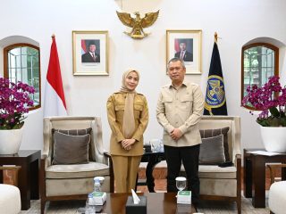 Bupati Serang Ratu Rachmatuzakiyah saat bertemu Menteri Perhubungan di Jakarta untuk membahas perbaikan PJU dan infrastruktur jalan nasional.