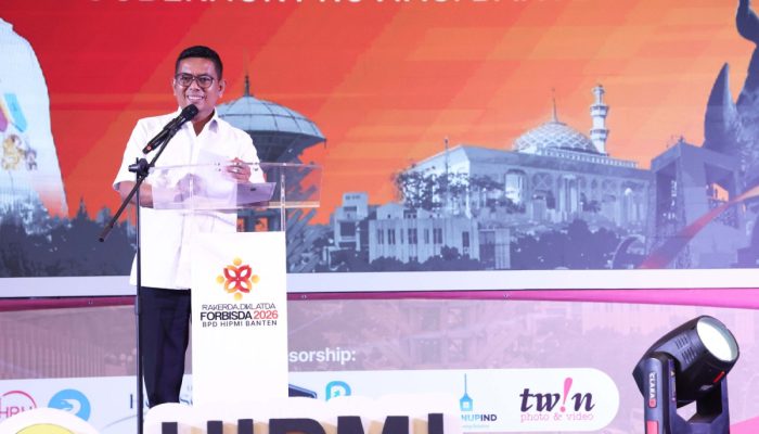 Gubernur Banten Andra Soni membuka Rakerda HIPMI Banten 2026 di Kota Serang dan mengajak pengusaha muda memanfaatkan peluang bisnis sektor pangan serta agrikultur.