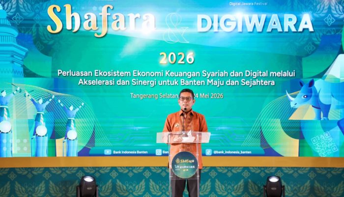 Gubernur Banten Andra Soni membuka Festival Shafara dan Digiwara 2026 di Bintaro Jaya XChange Mall, Kota Tangerang Selatan, Senin 25 Mei 2026.