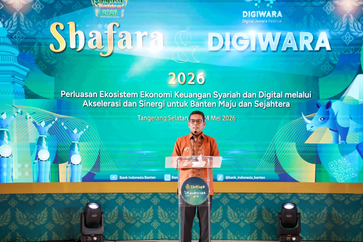 Gubernur Banten Andra Soni membuka Festival Shafara dan Digiwara 2026 di Bintaro Jaya XChange Mall, Kota Tangerang Selatan, Senin 25 Mei 2026.