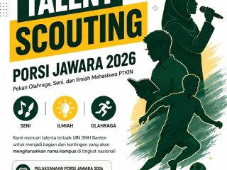 Mahasiswa UIN SMH Banten mengikuti kegiatan akademik di kampus. UIN SMH Banten mulai membuka Talent Scouting PORSI PTKIN 2026 untuk mencari talenta terbaik di bidang olahraga, seni, dan ilmiah.