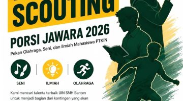 Mahasiswa UIN SMH Banten mengikuti kegiatan akademik di kampus. UIN SMH Banten mulai membuka Talent Scouting PORSI PTKIN 2026 untuk mencari talenta terbaik di bidang olahraga, seni, dan ilmiah.