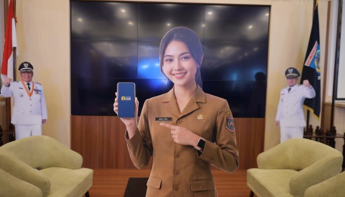 Wali Kota Tangerang Selatan Benyamin Davnie saat meluncurkan platform digital Tangsel One di Aula Blandongan, Puspemkot Tangsel