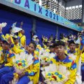 Atlet kontingen Kota Tangerang berpose usai memastikan diri menjadi juara umum PEPARPEDA IX Banten 2026 dengan torehan 30 medali, terdiri dari 17 emas, 10 perak, dan 3 perunggu