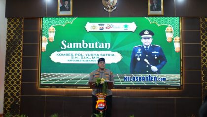 Kapolresta Serang Kota Kombes Pol Yudha Satria membuka Lomba Marhaban bersama Biwali dalam rangka HUT Bhayangkara ke-80 di Aula Wicaksana Laghawa, Selasa (16/6/2026).
