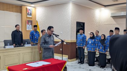 Pemkot Serang melantik 29 pejabat baru melalui manajemen talenta di Aula Setda Kota Serang,