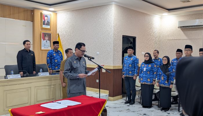 Pemkot Serang melantik 29 pejabat baru melalui manajemen talenta di Aula Setda Kota Serang,
