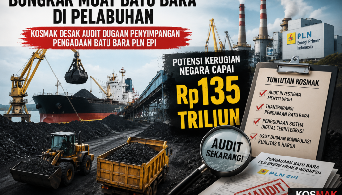 Ilustrasi aktivitas bongkar muat batu bara di kawasan pelabuhan. KOSMAK meminta pemerintah mengaudit dugaan penyimpangan dalam pengadaan batu bara untuk pembangkit listrik milik PLN EPI, potensi kerugian negara mencapai Rp135 triliun.