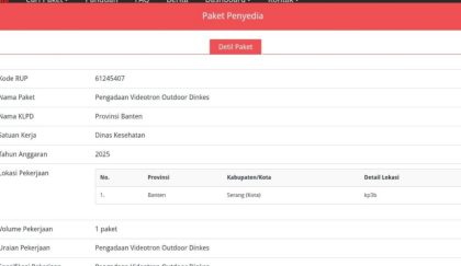 Gambar anggaran videotron di kawasan perkantoran. BPK RI menemukan proyek pengadaan videotron Dinas Kesehatan Banten senilai Rp2,77 miliar tidak memenuhi spesifikasi kontrak berdasarkan hasil audit APBD 2025.