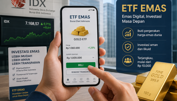 Ilustrasi transaksi investasi emas digital di Bursa Efek Indonesia. Kehadiran ETF Emas diharapkan memperluas pilihan investasi sekaligus mempermudah masyarakat mendapatkan eksposur terhadap harga emas.