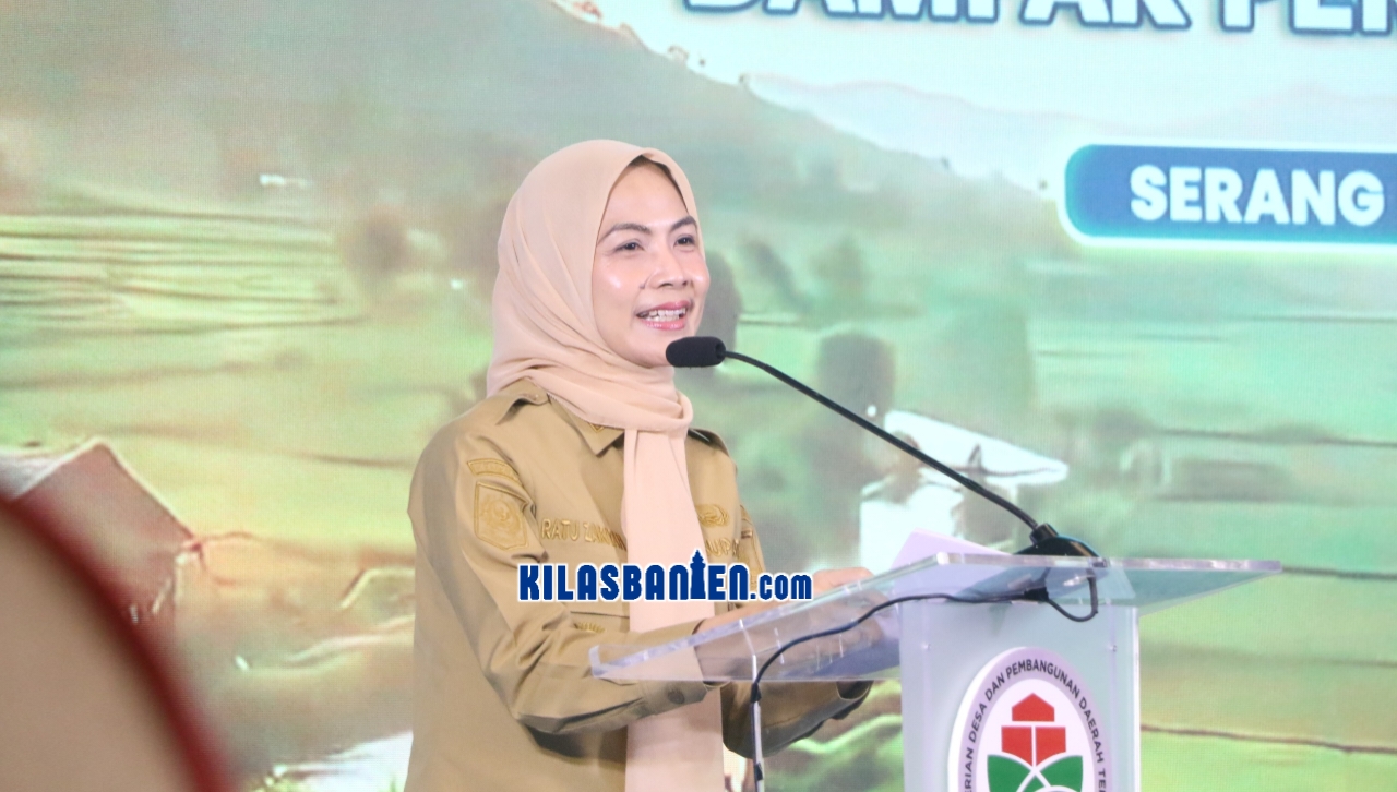 Jadwal Bupati Serang Ratu Rachmatuzakiyah saat menghadiri agenda pemerintahan. Pada Selasa, 14 Juli 2026, ia diagendakan meluncurkan Program 1 Desa 100 Pekerja Rentan dan menandatangani kerja sama pendidikan dengan SMA Kebangsaan Lampung Selatan. (Redaksi Kilas Banten)
