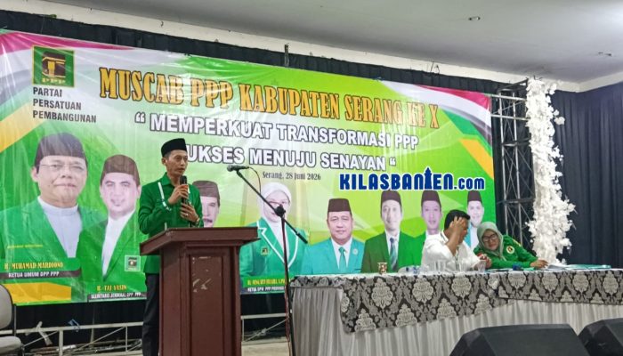 Ketua DPC PPP Kabupaten Serang terpilih, Dendi Kurnia Ardiansyah, menyampaikan komitmen memperkuat konsolidasi partai dan menargetkan perolehan kursi di seluruh daerah pemilihan pada Pemilu 2029 (Redaksi Kilas Banten)