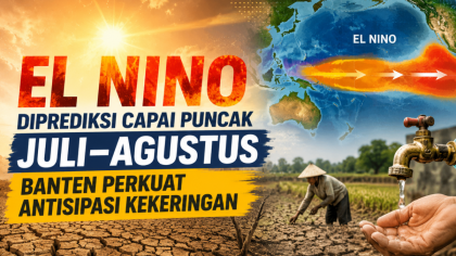 Petugas memantau kondisi lahan pertanian yang mulai mengering di Banten sebagai langkah antisipasi menghadapi puncak fenomena El Nino yang diperkirakan terjadi pada Juli–Agustus 2026