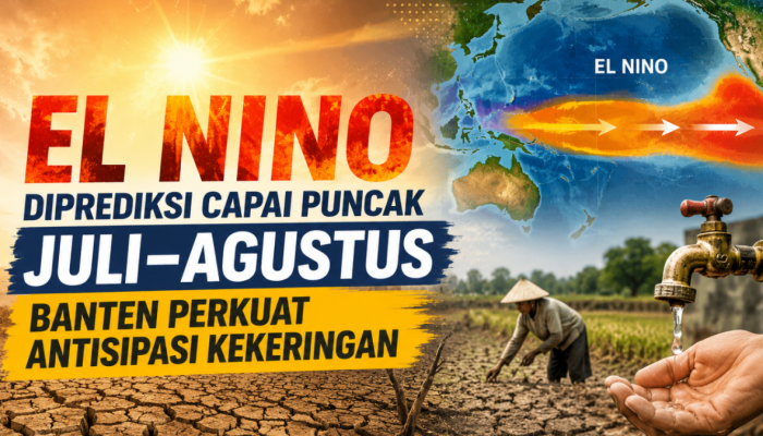 Petugas memantau kondisi lahan pertanian yang mulai mengering di Banten sebagai langkah antisipasi menghadapi puncak fenomena El Nino yang diperkirakan terjadi pada Juli–Agustus 2026
