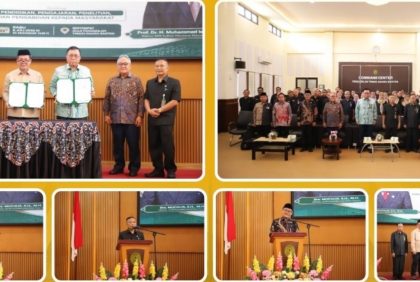 Rektor UIN SMH Banten Prof. Muhammad Ishom bersama jajaran Ditjen Badilag Mahkamah Agung RI usai penandatanganan nota kesepahaman untuk memperkuat pendidikan hukum dan pengembangan sumber daya manusia peradilan agama, Rabu, 8 Juli 2026
