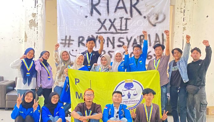 Suasana pelaksanaan RTAR XXII PMII Rayon Syariah Fakultas Syariah UIN Sultan Maulana Hasanuddin Banten yang menjadi forum evaluasi kepengurusan sekaligus proses regenerasi kepemimpinan organisasi, Minggu, 12 Juli 2026