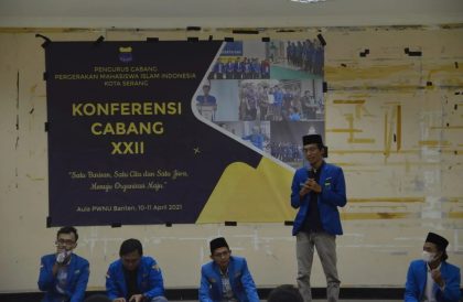Arena Konfercab XXII PMII Kota Serang di Aula Masjid Albantani KP3B, Kota Serang, Senin, 12 April 2021