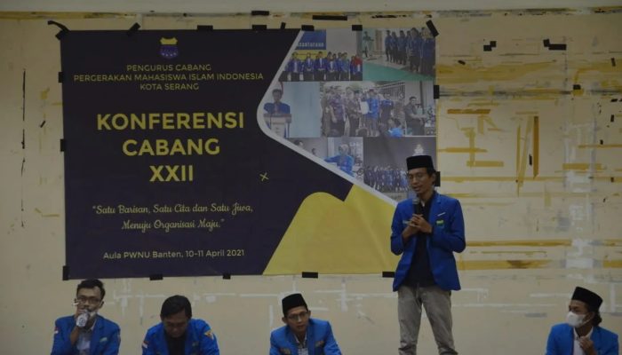 Arena Konfercab XXII PMII Kota Serang di Aula Masjid Albantani KP3B, Kota Serang, Senin, 12 April 2021