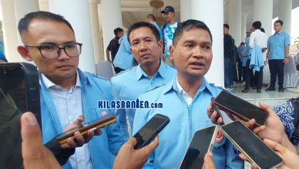 Ketua KONI Kabupaten Serang Syamsul Rizal Djahidi bersama jajaran pengurus periode 2026-2030 usai pelantikan di Pendopo Bupati Serang, Kamis (6/8/2026), menegaskan kesiapan menghadapi Porprov Banten 2026.
