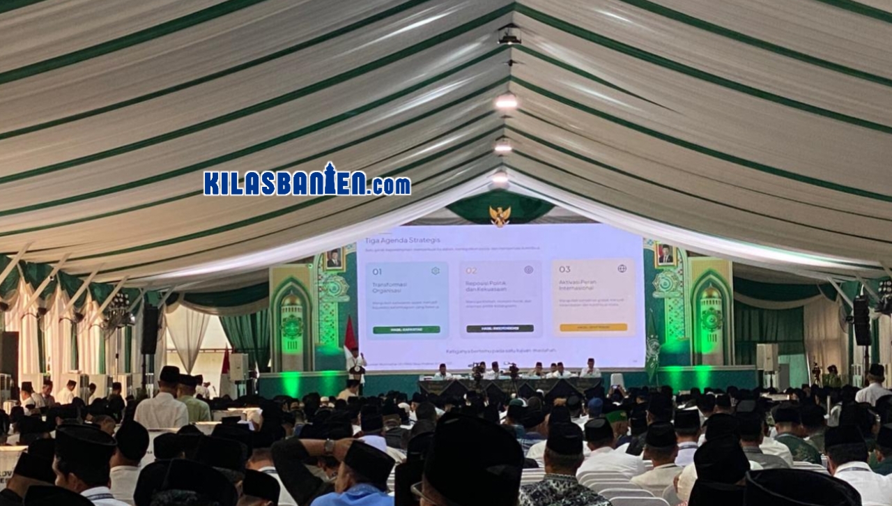 Ketua Umum PBNU KH Yahya Cholil Staquf menyampaikan Laporan Pertanggungjawaban (LPJ) masa khidmah 2021–2026 dalam sidang Muktamar Ke-35 Nahdlatul Ulama di Jombang, Jawa Timur.