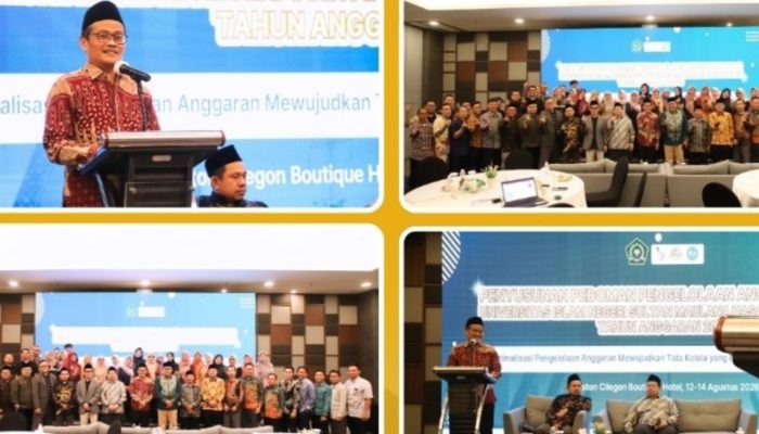 Rektor UIN Sultan Maulana Hasanuddin Banten Prof Muhammad Ishom saat memberikan arahan dalam kegiatan Penyusunan Pedoman Pengelolaan Anggaran di Cilegon.
