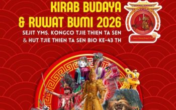Kirab Budaya dan Ruwat Bumi 2026 di Kota Tangerang yang menggabungkan tradisi, ritual, barongsai, liong, dan seni budaya.