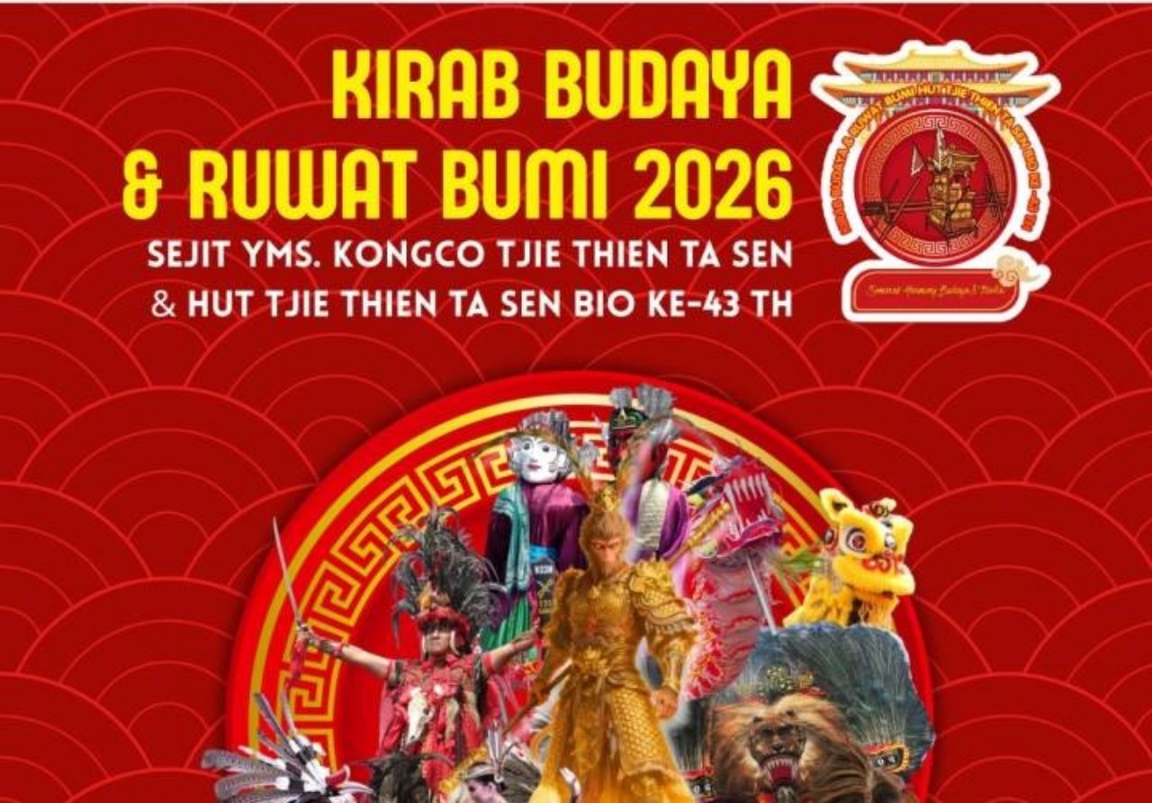 Kirab Budaya dan Ruwat Bumi 2026 di Kota Tangerang yang menggabungkan tradisi, ritual, barongsai, liong, dan seni budaya.