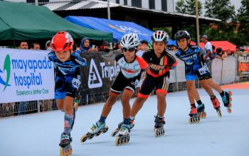 Sejumlah atlet sepatu roda bersiap mengikuti perlombaan dalam Kejuaraan Speed Marathon Piala Wali Kota dan Perserosi Kota Tangerang 2026 yang akan berlangsung di kawasan Pusat Pemerintahan Kota Tangerang.
