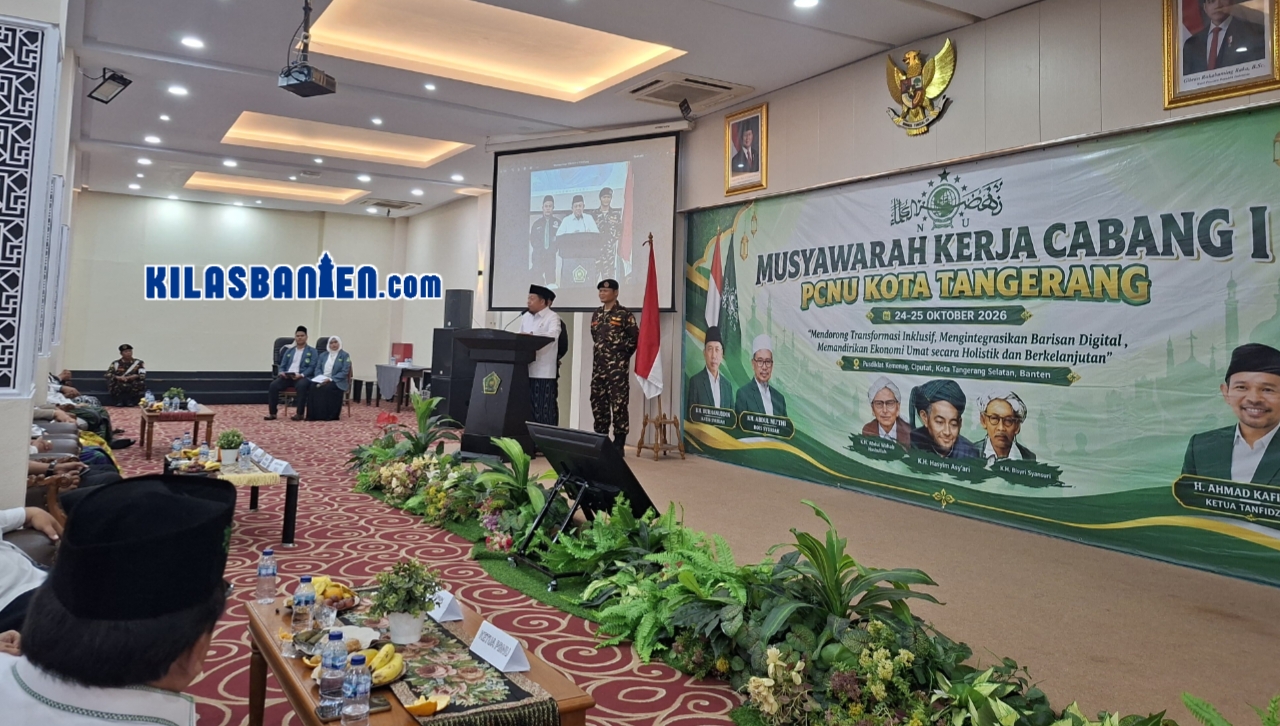 Pengurus Cabang Nahdlatul Ulama (PCNU) Kota Tangerang bersama jajaran pengurus, tokoh NU, dan pemerintah daerah mengikuti Musyawarah Kerja Cabang (Muskercab) di Gedung Pusdiklat Kementerian Agama RI, Sabtu (24/10/2026).